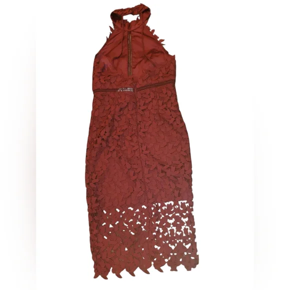 NWT Bardot Burgundy Gemma Halter Lace Dress Size 4 - Picture 6 of 14
